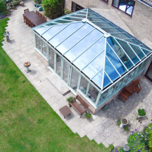 Large glass conservatory with PVCu windows and doors